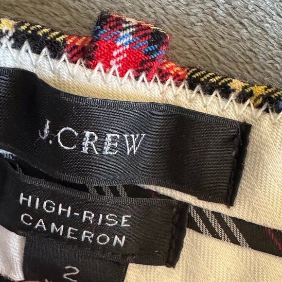 J.Crew Red Plaid Wool Blend High Rise Cameron Size 2 Straight Dress Pants - Picture 6 of 9